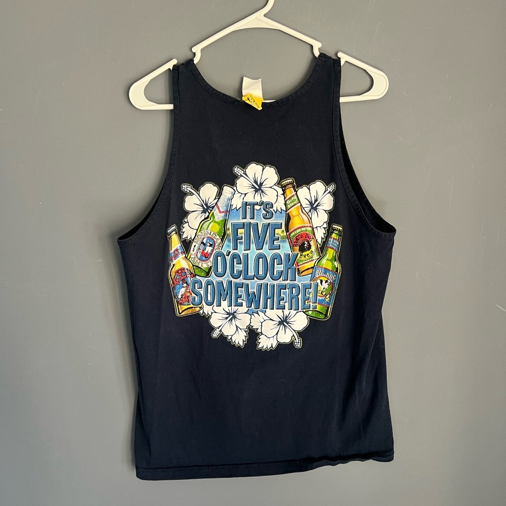 VINTAGE Y2K Big Dog Mens Size M/L ‘5 O'Clock Somewhere’ Tank Top Navy Logo